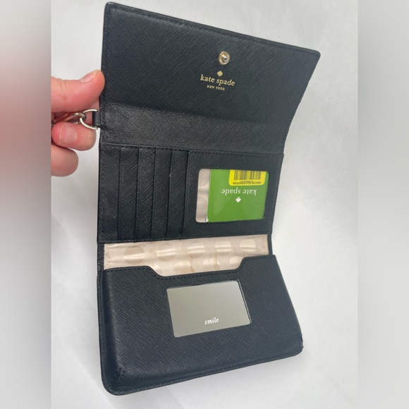 Kate Spade New York Cedar Street Leather Tri-Fold Wallet Wristlet – Phone Case - Picture 2 of 14